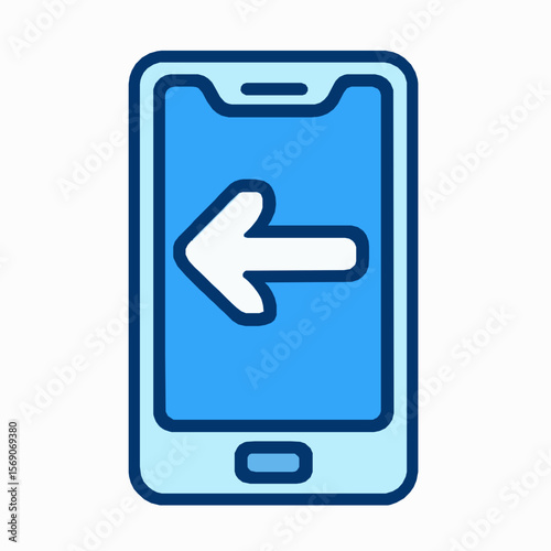 Mobile phone icon with arrow symbolizing back or previous navigation in modern design