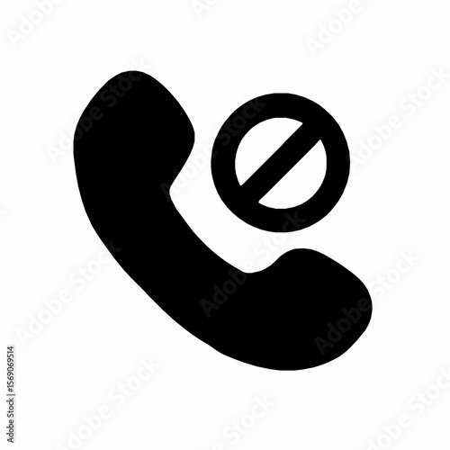 Simple black icon representing call restriction or do not disturb sign on a white background