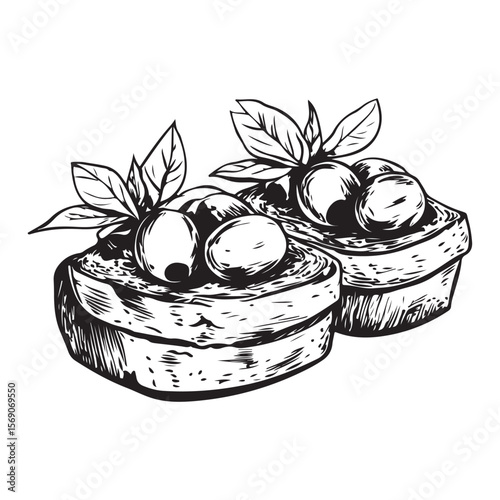 Delicious bruschetta silhouette