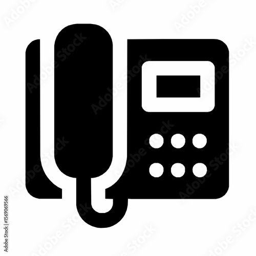 Clean black and white telephone icon representing communication and customer support