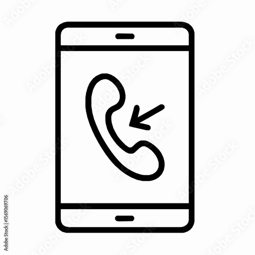 Incoming call indicated on a modern smartphone display with minimalist black and white design