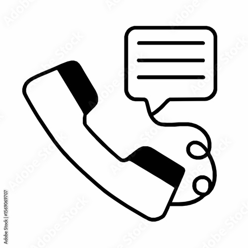 Conceptual illustration of telephone communication and messaging dialogue in outline style