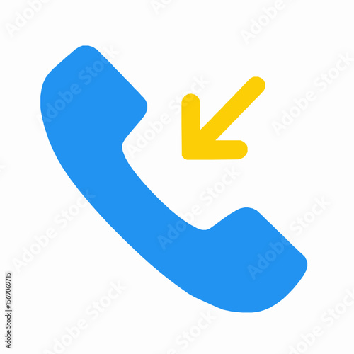 Incoming call icon illustrating a telephone with an arrow symbol in bright colors