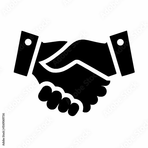 Black and white icon depicting agreement cooperation partnership and business dealings