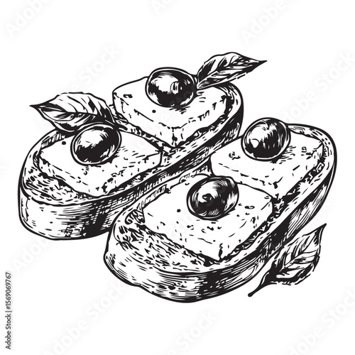 Delicious bruschetta silhouette