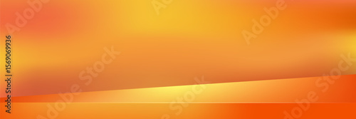 Abstract 3d autumn studio room background. Empty wall background with orange and yellow gradient. Horizontal mockup product presentation background. Empty scene platform. vector