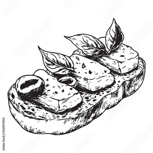 Delicious bruschetta silhouette