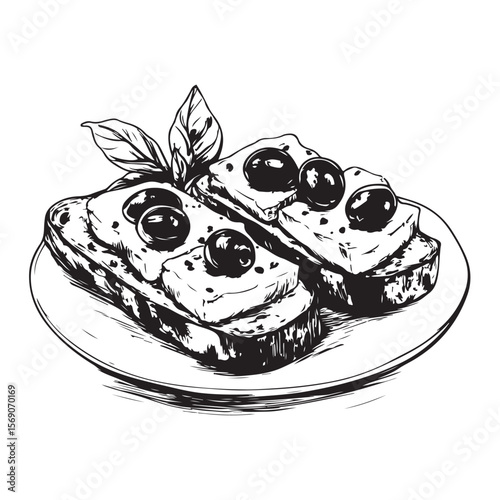 Delicious bruschetta silhouette