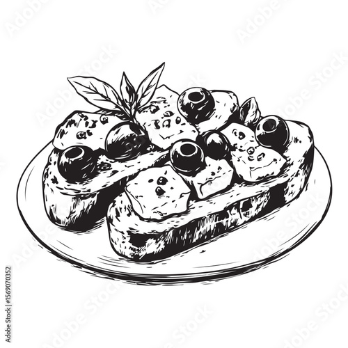Delicious bruschetta silhouette