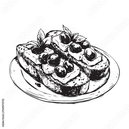 Delicious bruschetta silhouette