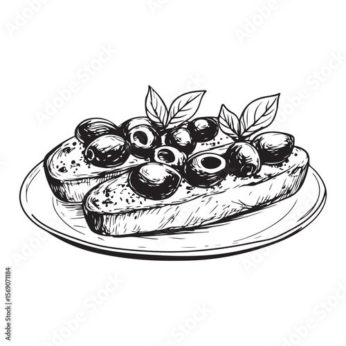 Delicious bruschetta silhouette