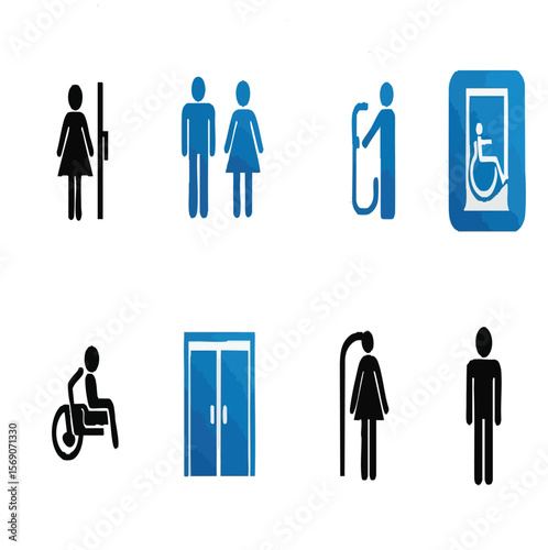  Public Restroom, Shower, and Accessibility Icons