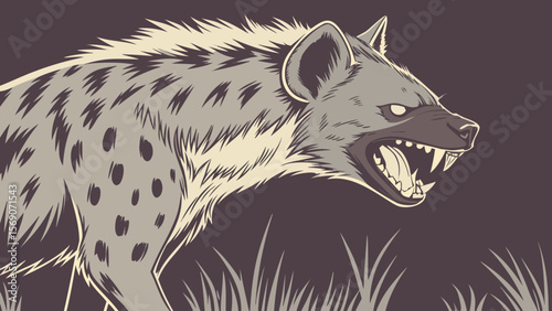 Angry hyena illustration drawing vector image for wildlife animal africa nature cartoon design concept art
