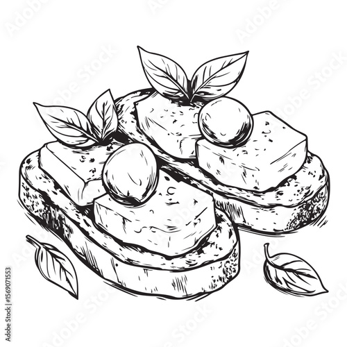 Delicious bruschetta silhouette