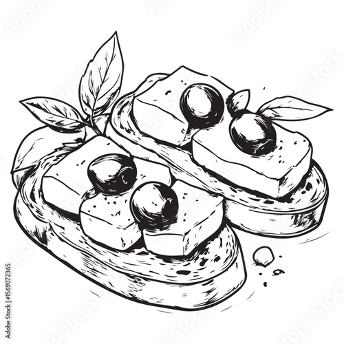 Delicious bruschetta silhouette