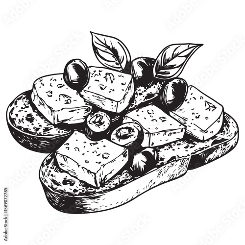 Delicious bruschetta silhouette