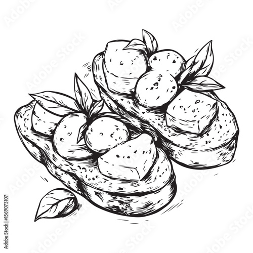 Delicious bruschetta silhouette