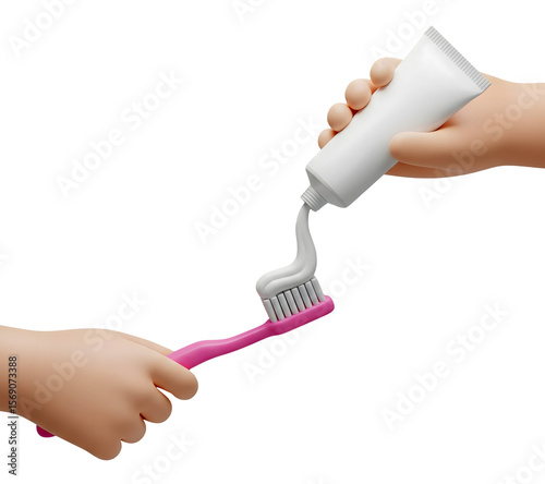 Toothpaste onto a Toothbrush Minimalist 3D Rendering in a Soft And Smooth Renderer