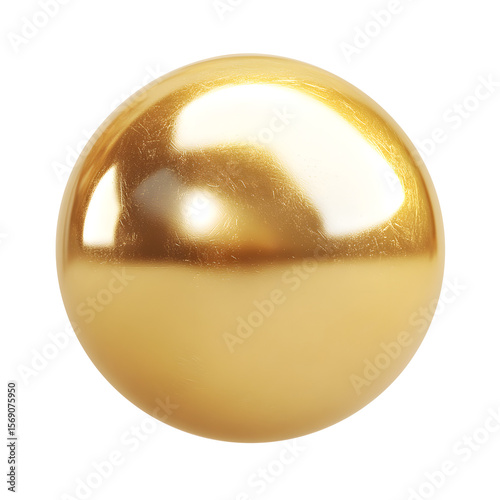 Metallic gold ball clip art isolated on a white background