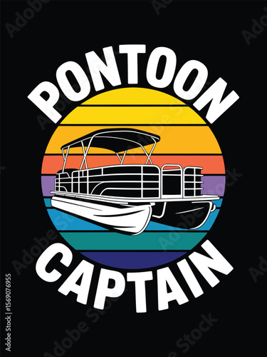 Pontoon vector T-Shirt Design, Pontoon tee isolated on a black background