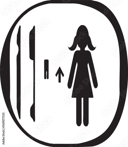 Female Restroom and Escalator Direction Icon