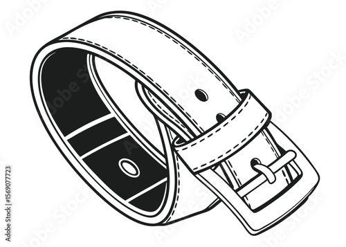 Vector silhouette of a belt with buckle on white background
