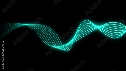 Wavy cyan Neon Laser Line Technology Background Animation. Bright neon line cyan laser line abstract technology background. Seamless Looping. Abstract Futuristic 4K Video