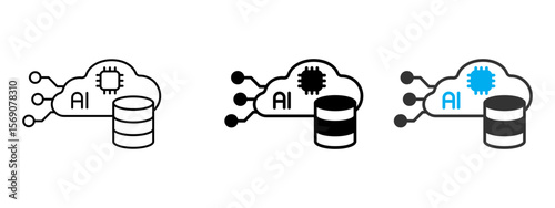 Cloud Server Icon – Line, Glyph & Two-Color Glyph Style

