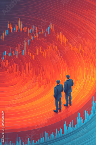 Wallpaper Mural Two businessmen analyzing financial data with colorful charts Torontodigital.ca