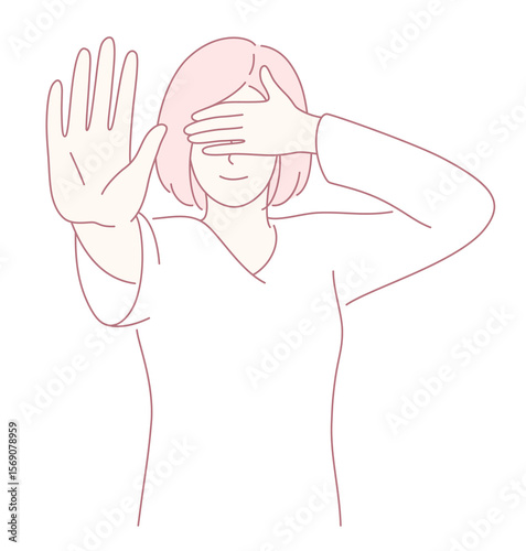 A simplistic illustration depicting a person exhibiting a gesture that conveys surprise or shyness vividly