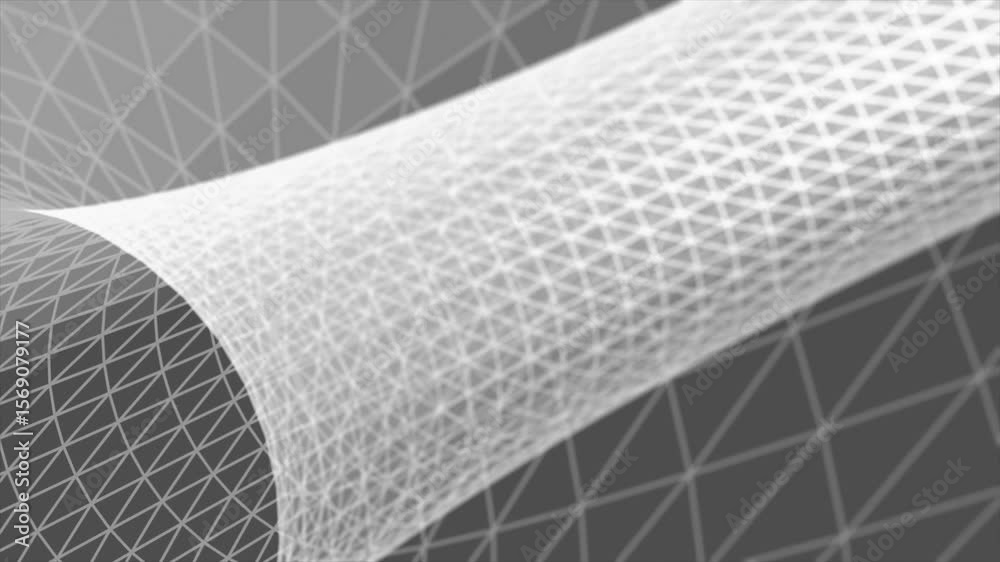 White and Black color lines and dots mesh pattern flyling through 3d tunnel modern design loop able geometrical background