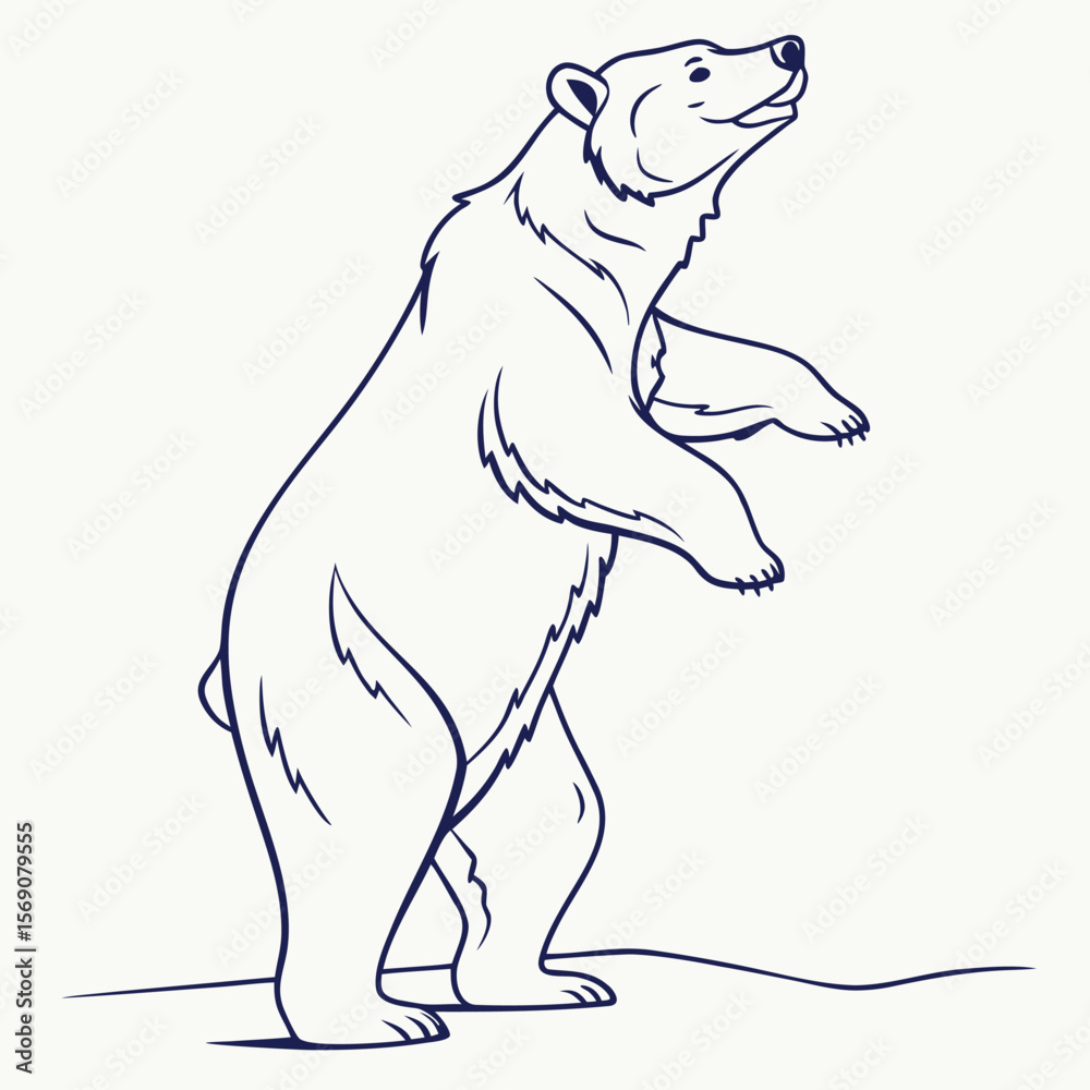 Obraz premium Contemplative Polar Bear Sketch: A majestic polar bear stands tall, captured in a detailed sketch with clean lines and a thoughtful expression, evoking a sense of wonder and awe.