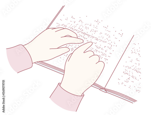 Illustration of hands reading a Braille book, highlighting the importance of accessibility in literacy for everyone