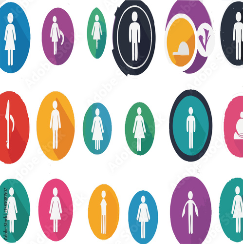  Flat Design Gender and Public Restroom Icons
