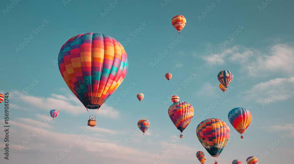 Obraz premium Colorful Hot Air Balloons in Sky 