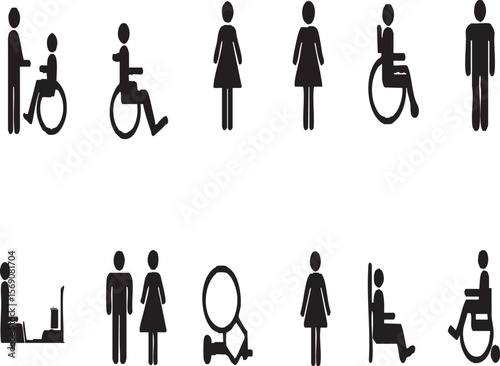  Restroom and Accessibility Pictograms Set