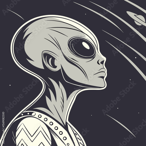 Create a visually striking image of an alien captured from a viewpoint.
