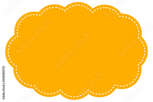 オレンジ色の雲型フレームイラスト