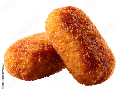  Fried croquettes isolated on a white background