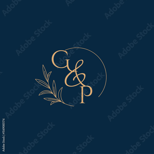 GP Initial Wedding Monogram Logo with Minimalistic Style