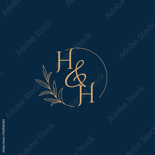 HH Initial Wedding Monogram Logo with Minimalistic Style