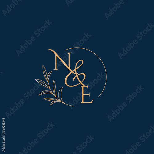 NE Initial Wedding Monogram Logo with Minimalistic Style
