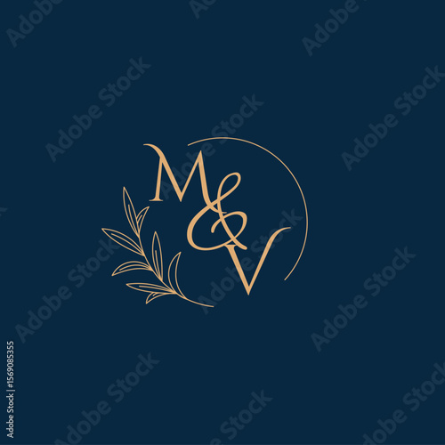 MV Initial Wedding Monogram Logo with Minimalistic Style