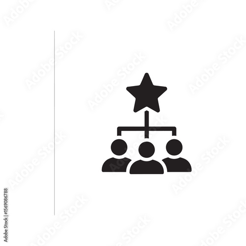 Top rated answer icon with a question mark and a hierarchy structure with a star representing the best solution in a FAQ or forum vector solid glyph