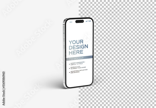 Isolated Smartphone With Shadow Standing On White Mockup