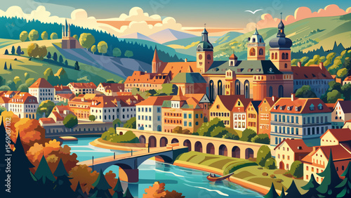 Heidelberg University, Germany – Baroque architecture nestled on riverbanks, surrounded by forested hills, offers a peaceful and academic charm from every angle.