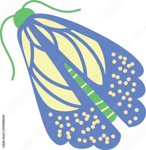 Blue Moth with Decorative Wings