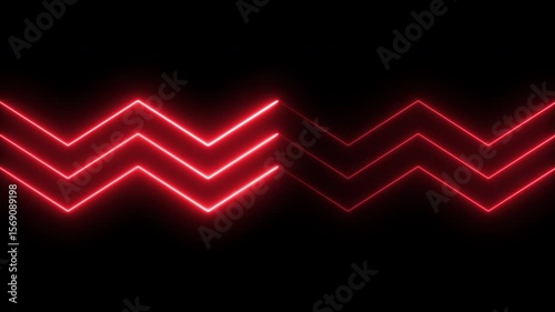 Straight neon lazer line color red on black background. Seamless loop animation. Bright neon line red laser line abstract technology background	. 4K Video