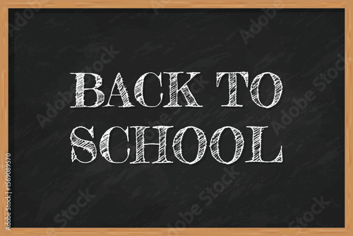 Back to School Text on Wooden Framed Chalkboard Vector Illustration.
