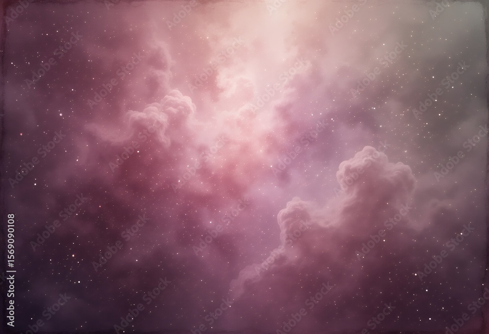 Obraz premium Expansive cosmic nebula with deep pink stars and swirling interstellar clouds in space
